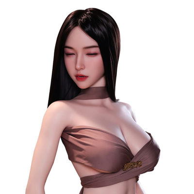 SexToys Head For Blowjob With Black Straight Long Hair, Silicone Clamping SexDoll Head For Blowjob