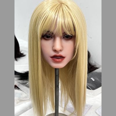 Realistic Sex Doll Head with Golden Hair and Soft Skin oral doll